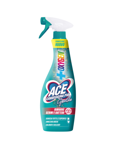 ACE Candeggina Più Gentile Spray +OXYGEN igienizza in profondità, sgrassa e  rimuove le macchie d'acqua da tutte le superfici com